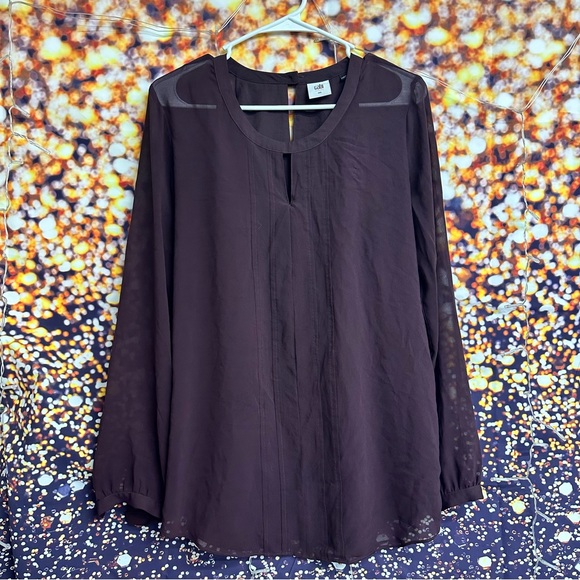 Cabi Layered Maroon Long Sleeve Blouse size Small - Picture 2 of 2